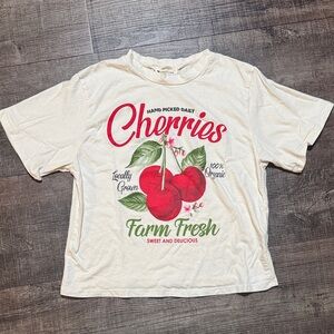 French Pastry Cream T-Shirt with Cherry Design